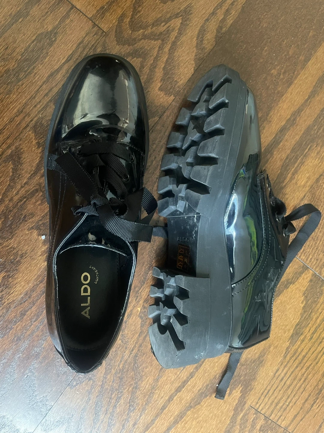 ALDO Black Patent Lace-Up Shoes