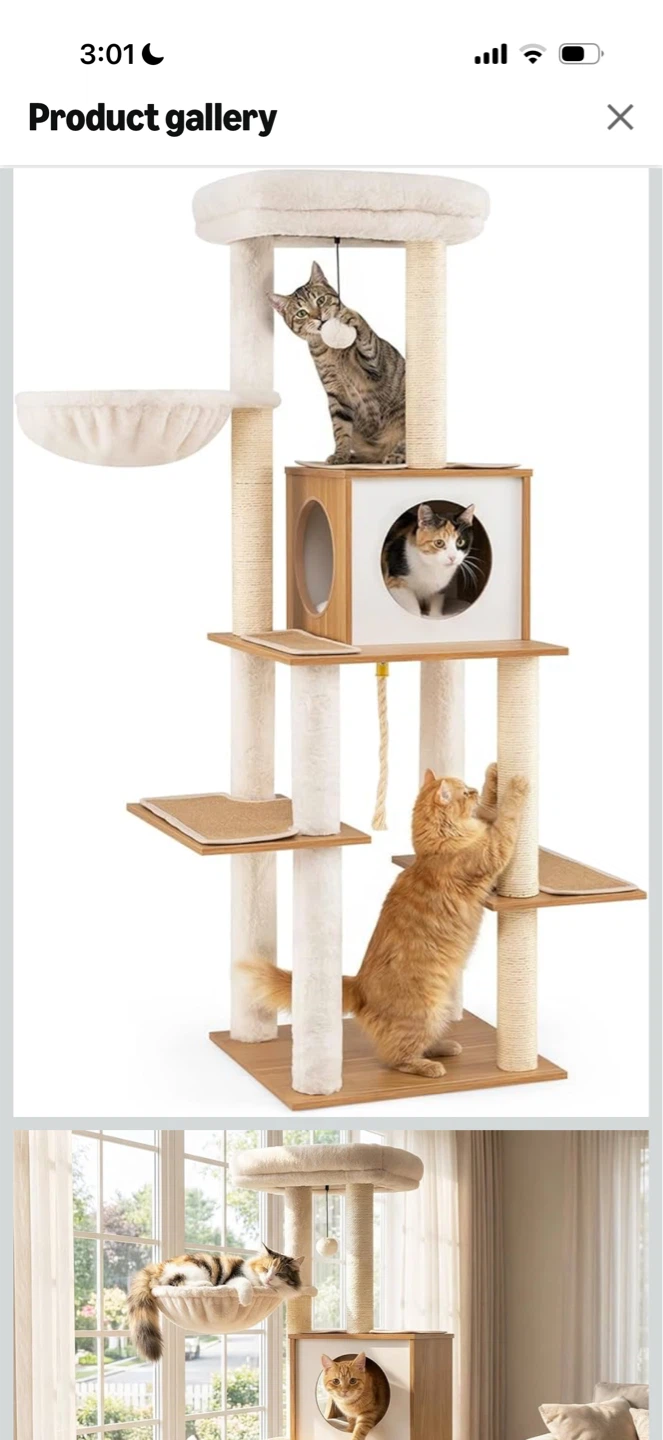White Cat Tree Condo with Scratching Post - photo 5