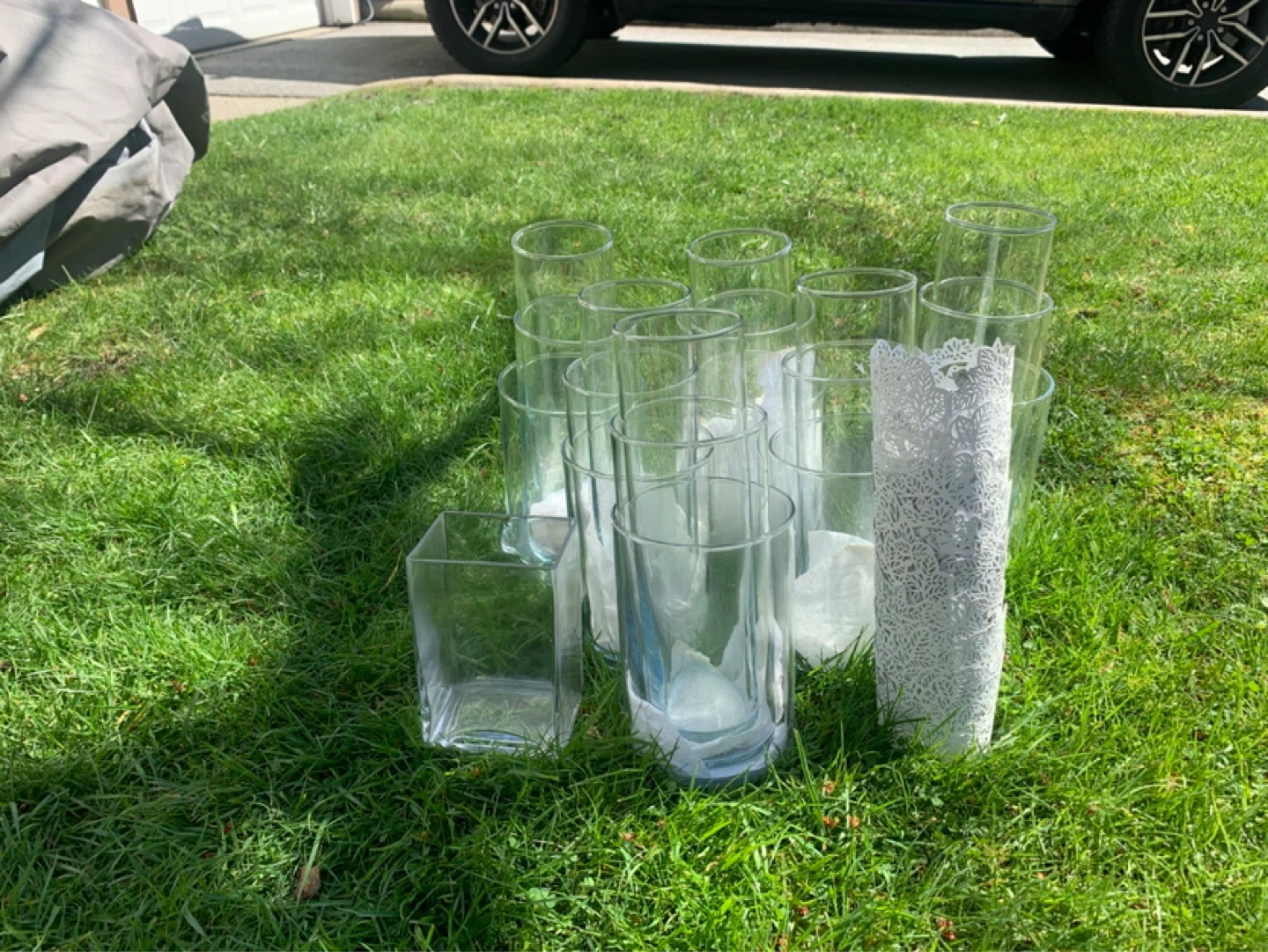18 Glass Vases and votives