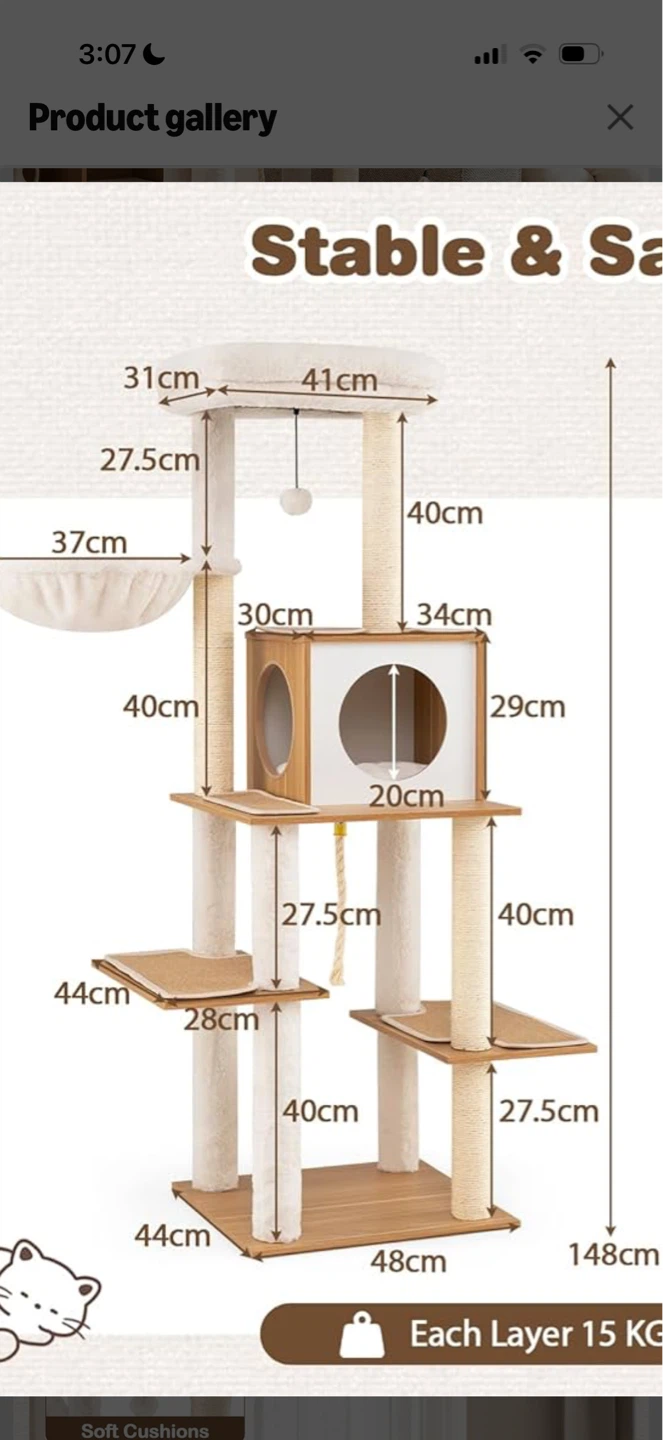 White Cat Tree Condo with Scratching Post - photo 4