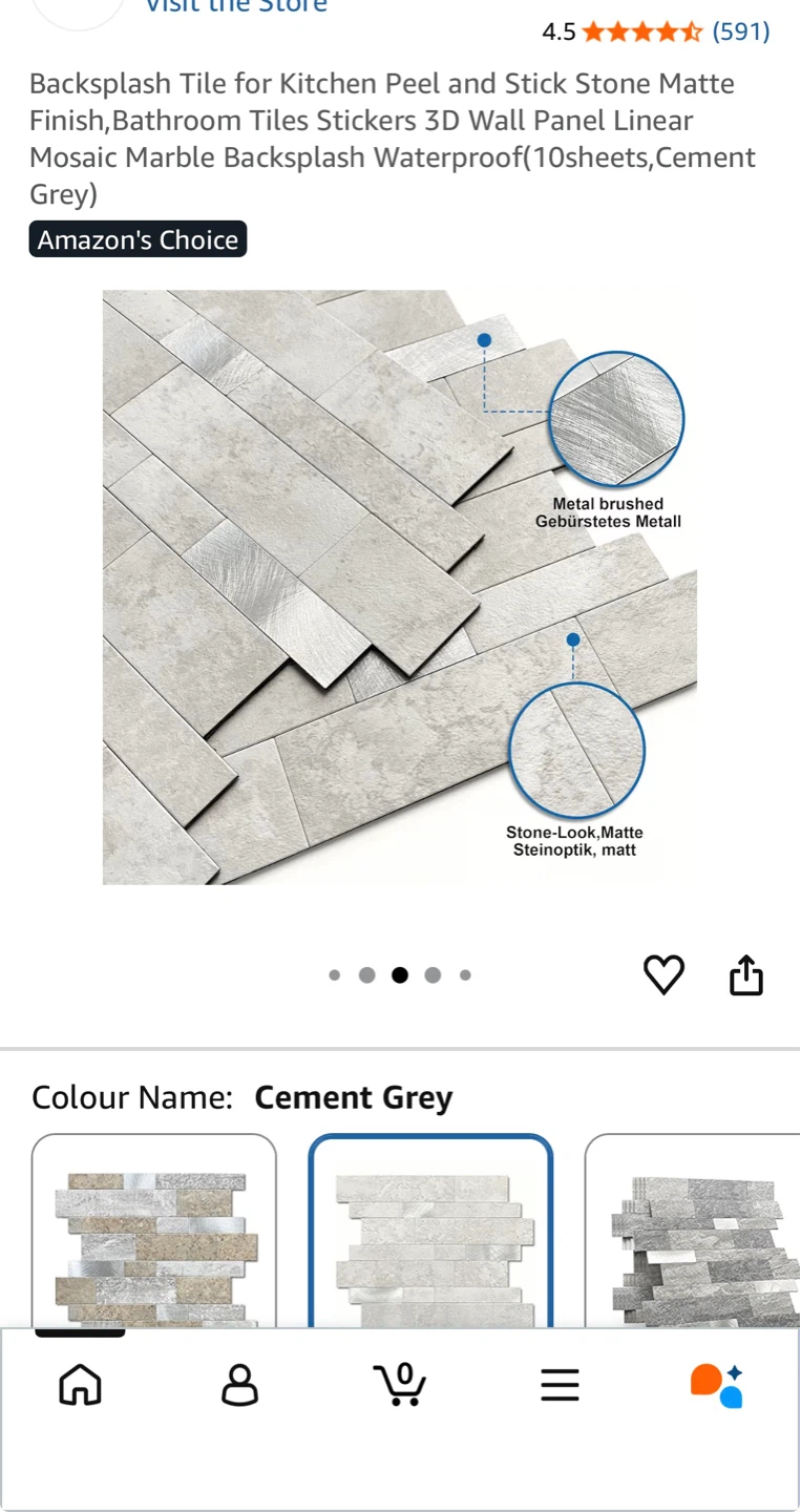 Mofit Premium Peel & Stick Wall Tiles - Cement Grey - photo 3