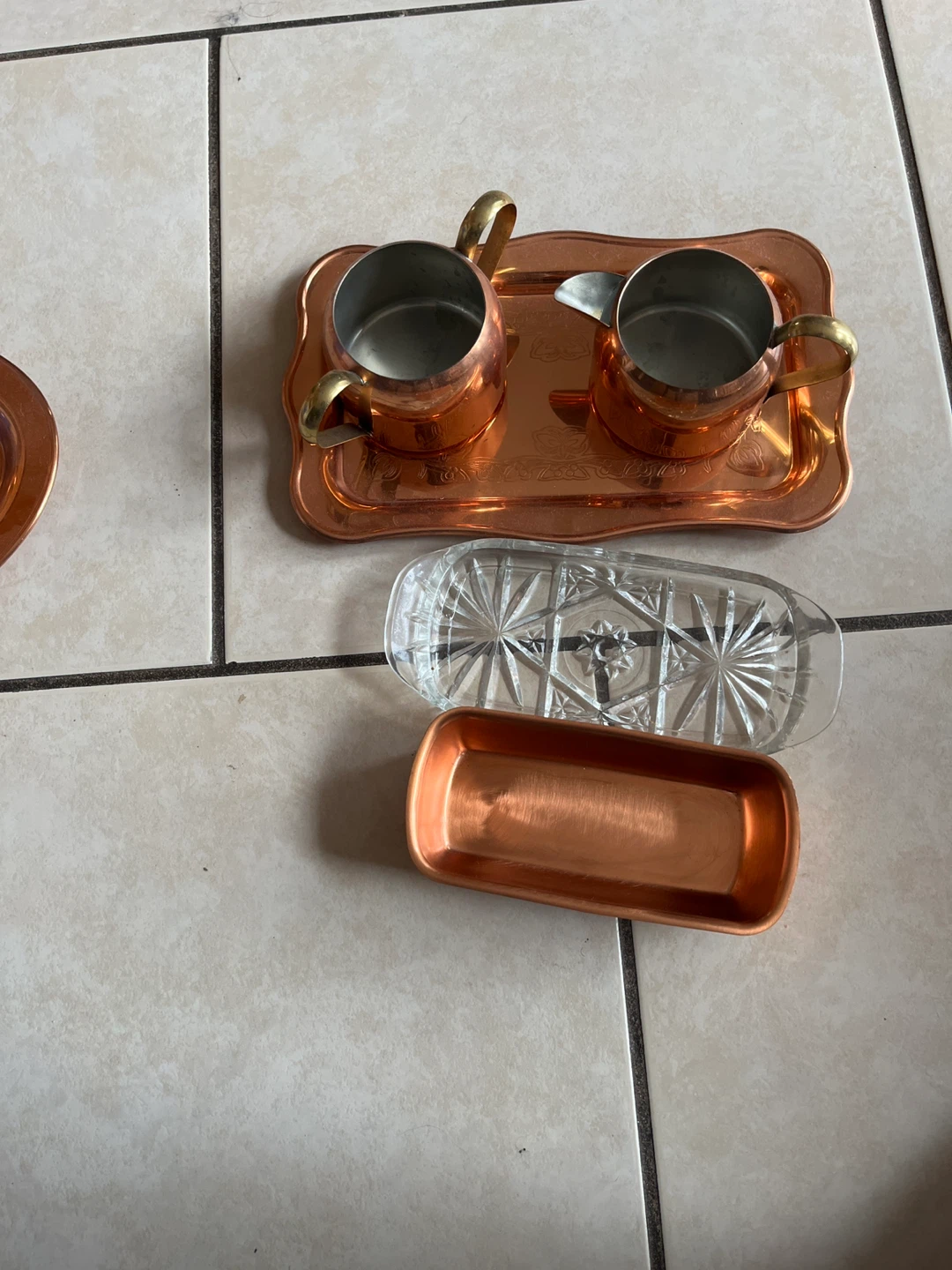 Copper Sugar and Creamer Set with Tray - photo 4