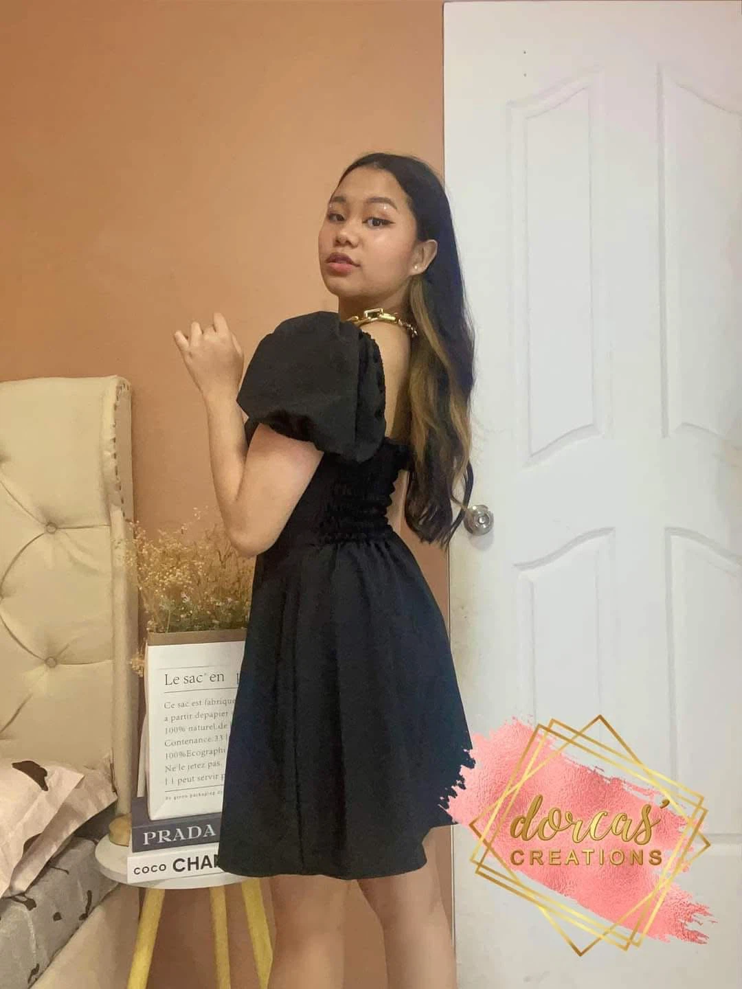 Buy 1 take 1 Black Puff Sleeve Square Neck Mini Dress - photo 2