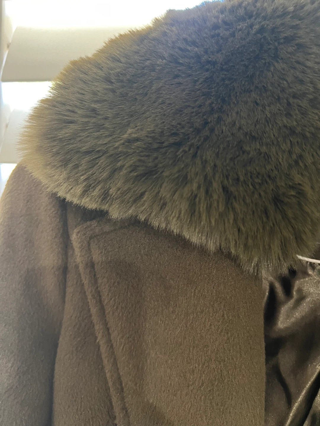 MICHAEL KORS Women's Green Faux Fur Collar Wool Blend Coat - photo 2