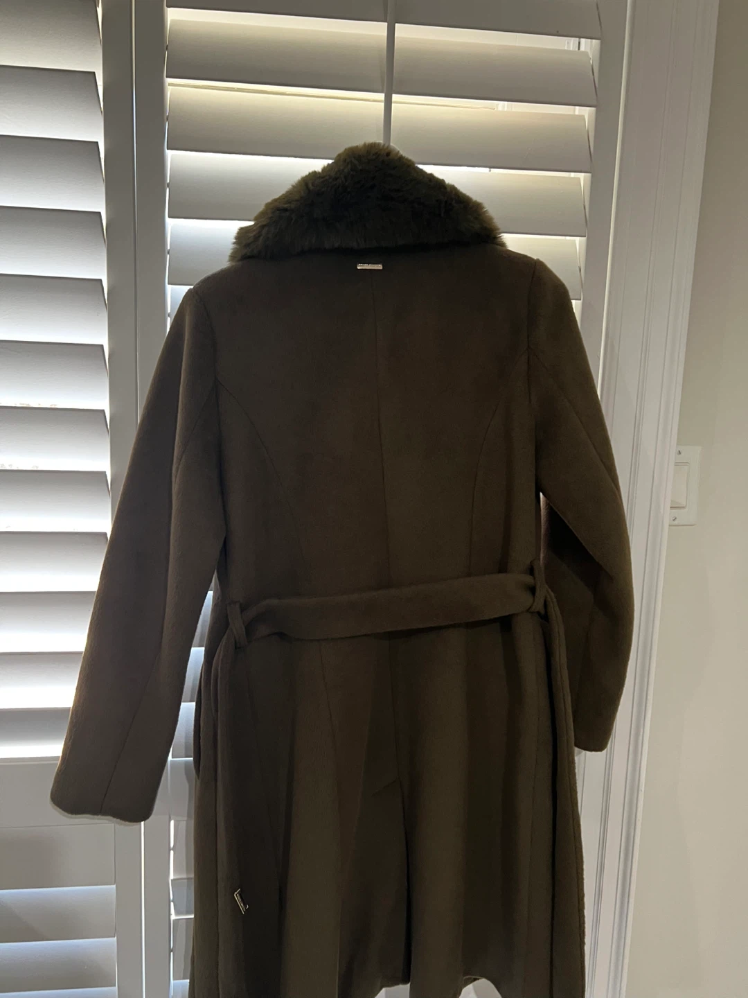 MICHAEL KORS Women's Green Faux Fur Collar Wool Blend Coat - photo 3