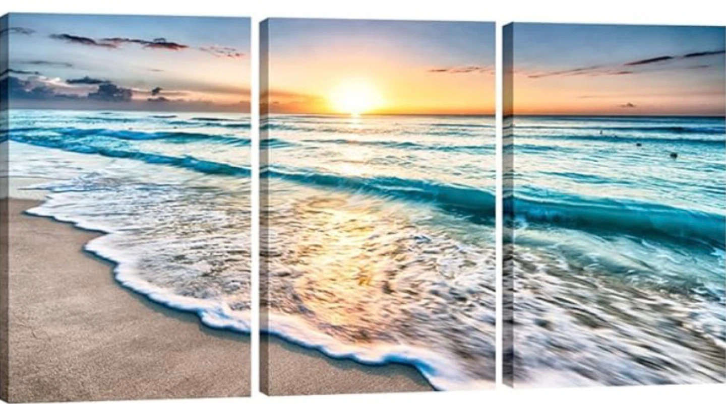 3-Piece Canvas Wall Art - Beach Sunset Scene