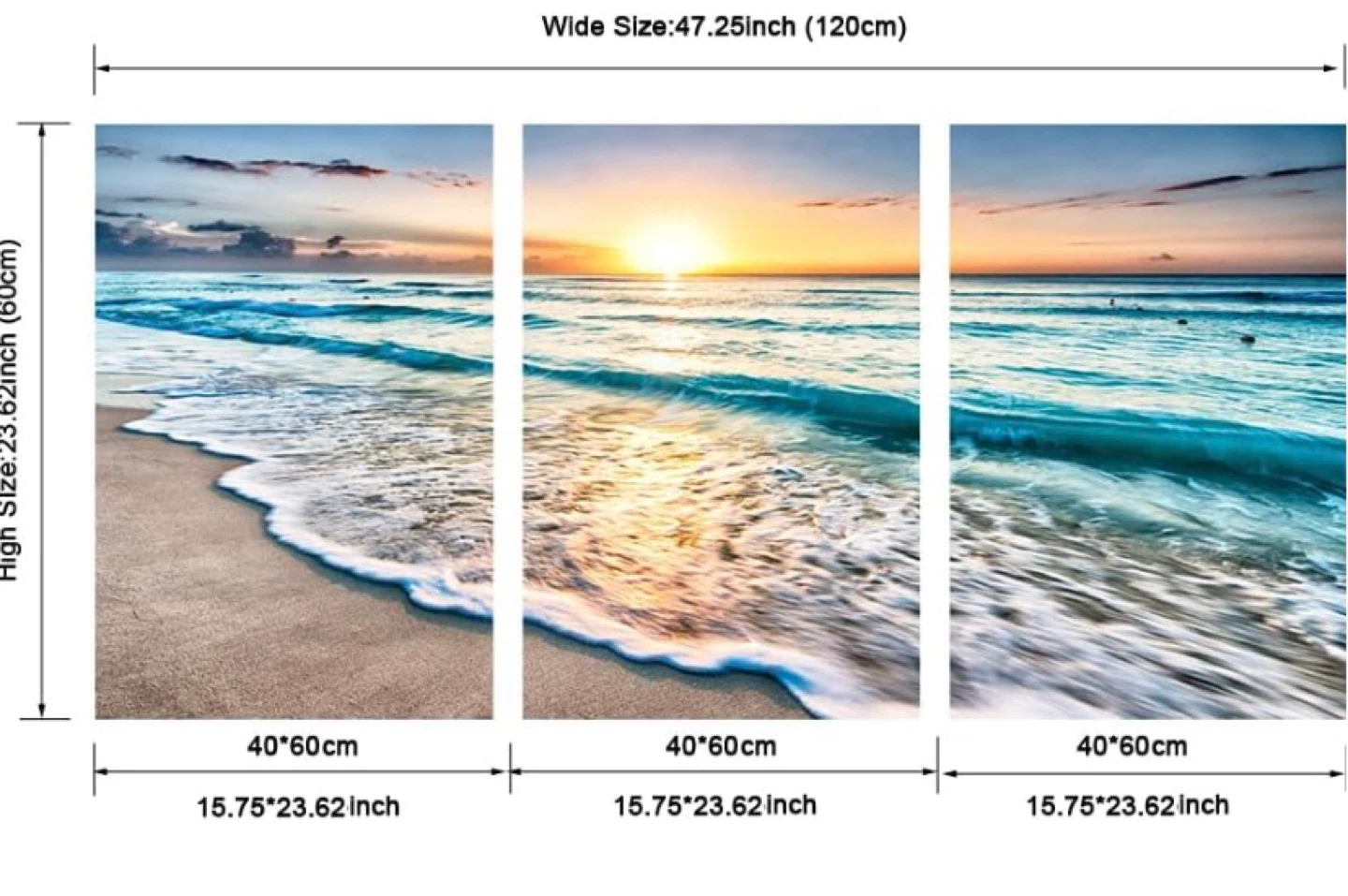 3-Piece Canvas Wall Art - Beach Sunset Scene - photo 2
