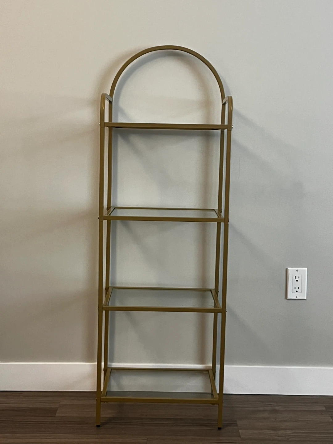 Gold Arch Stand with Glass Shelves
