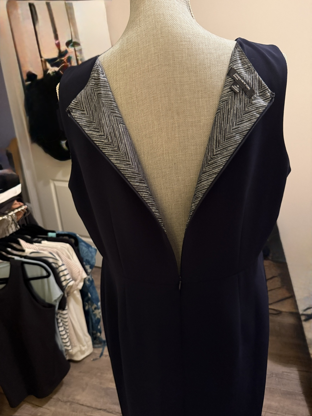 French Navy Sleeveless lined Sheath Dress - photo 3