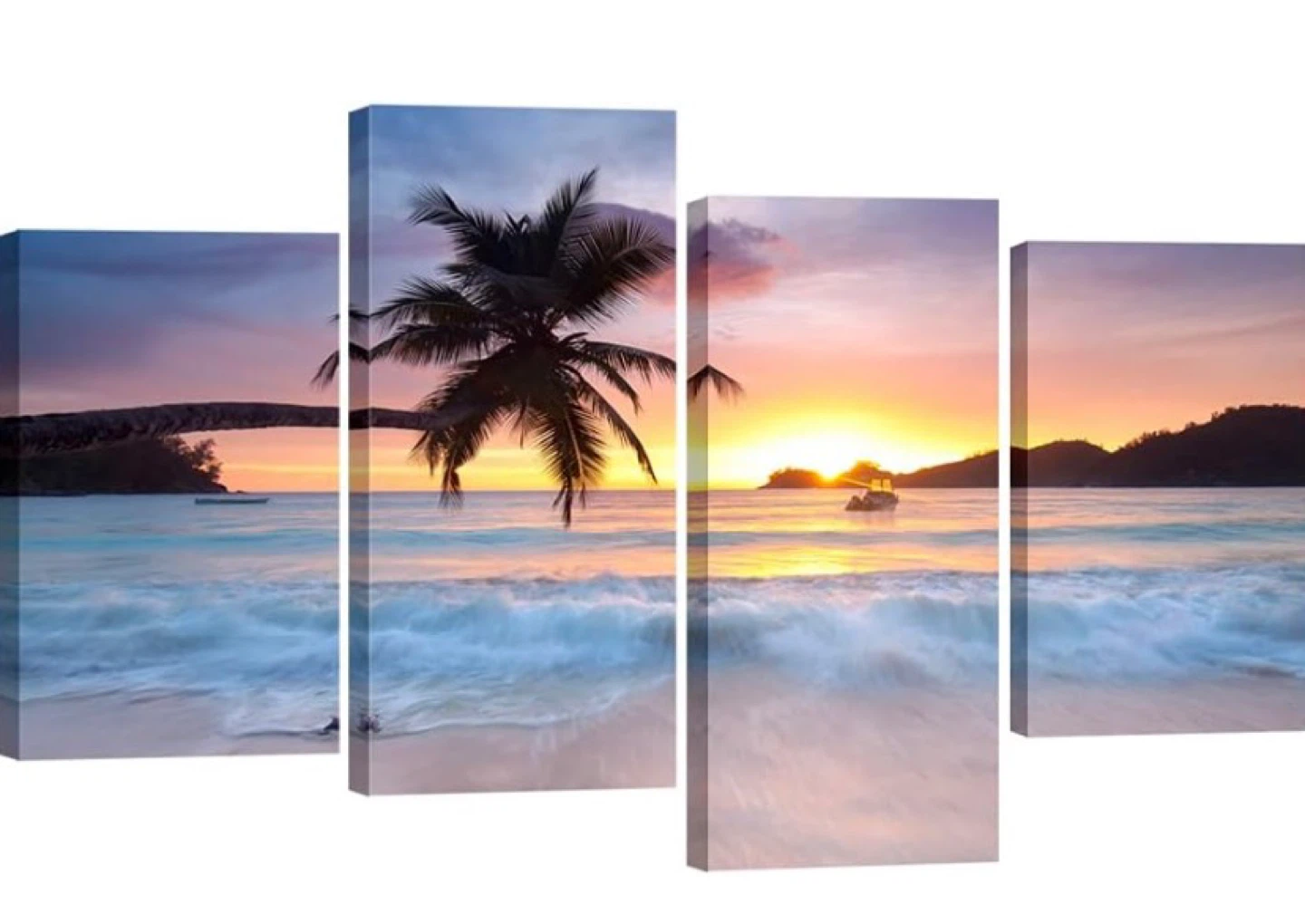 4-Piece Canvas Wall Art - Tropical Beach Sunset