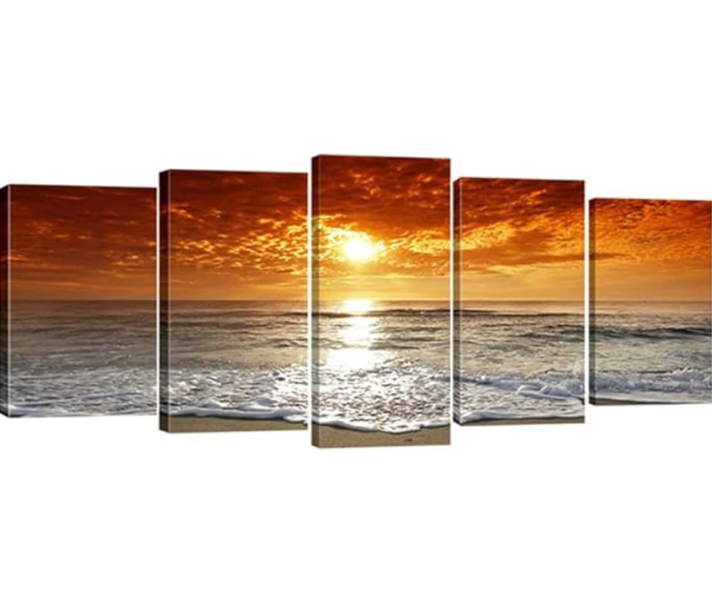 5-Piece Canvas Wall Art Set - Sunset Beach Scene