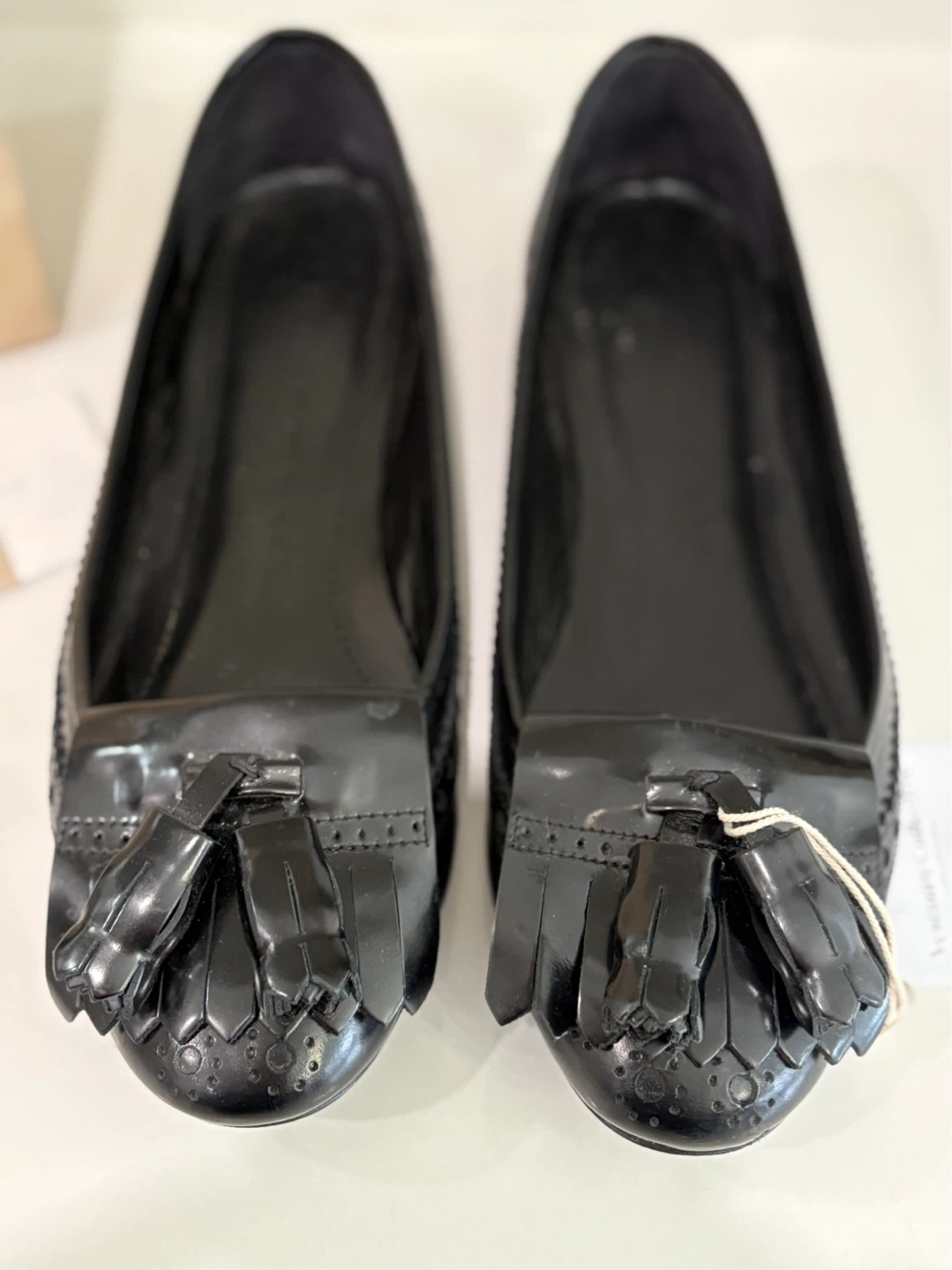 Burberry Black Leather Ballet Loafers 🖤 Tassel & Fringe | IT 40