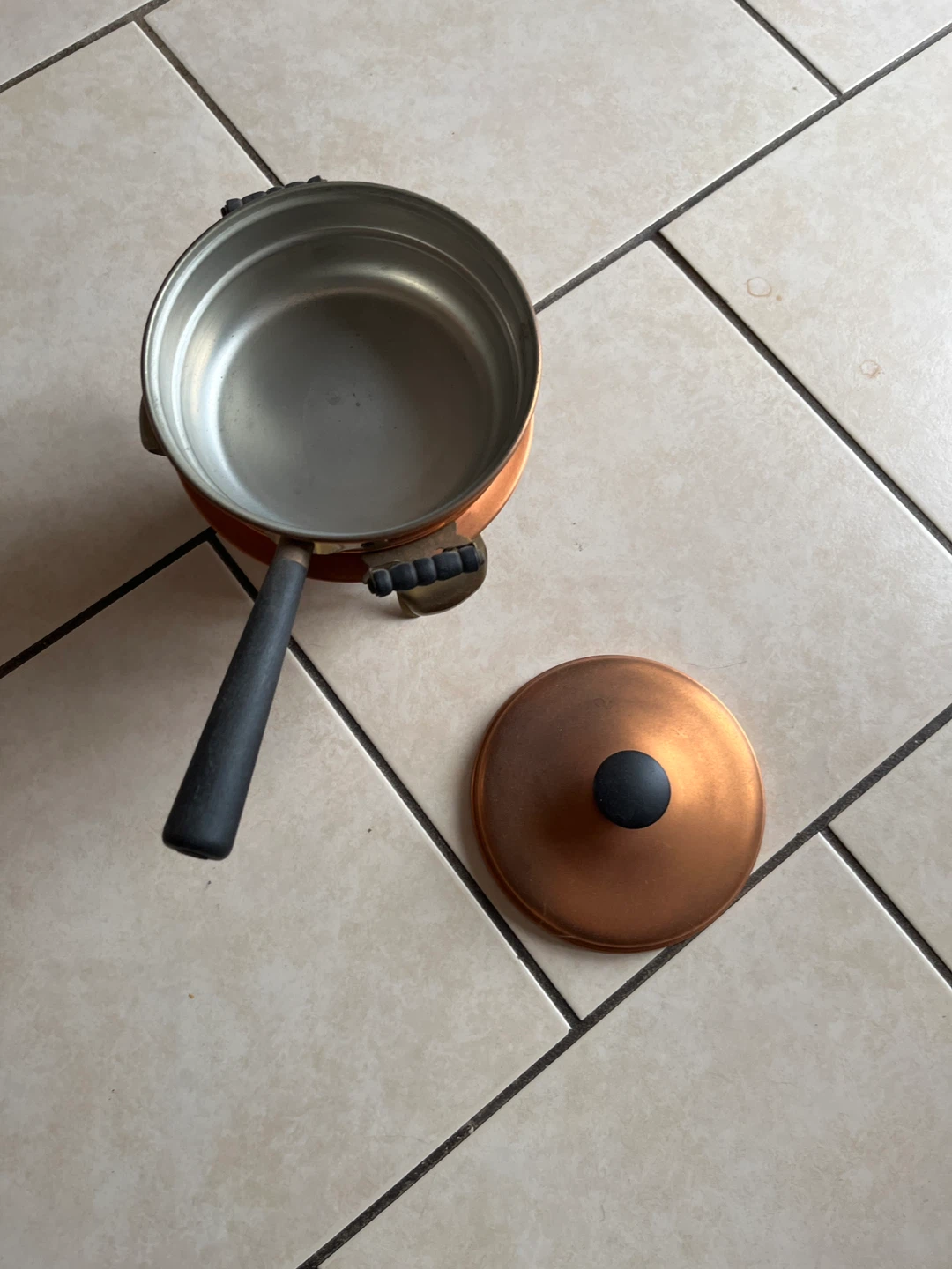 Copper Saucepan and Warmer Set