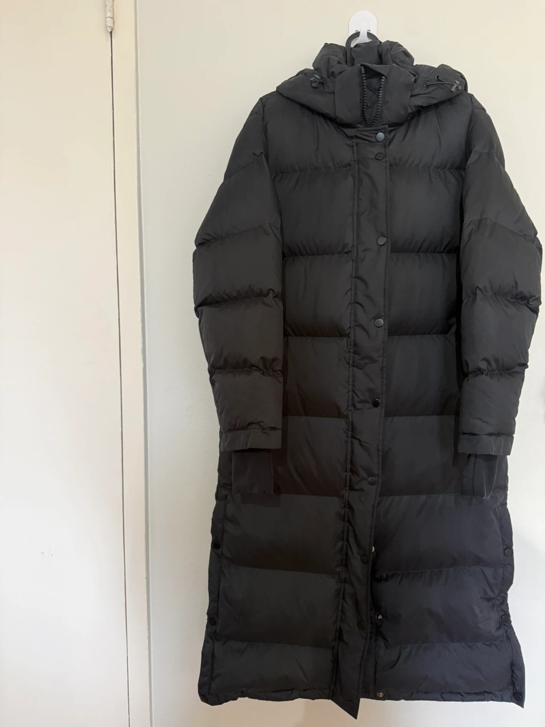 Black Long Down Puffer Coat - Size S