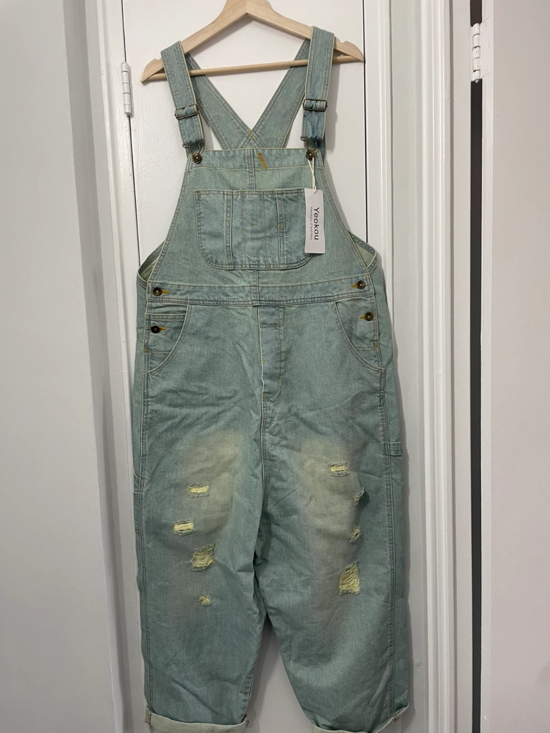 Yeokou Distressed Denim Overalls need to go today urgently 🚨🚨🚨