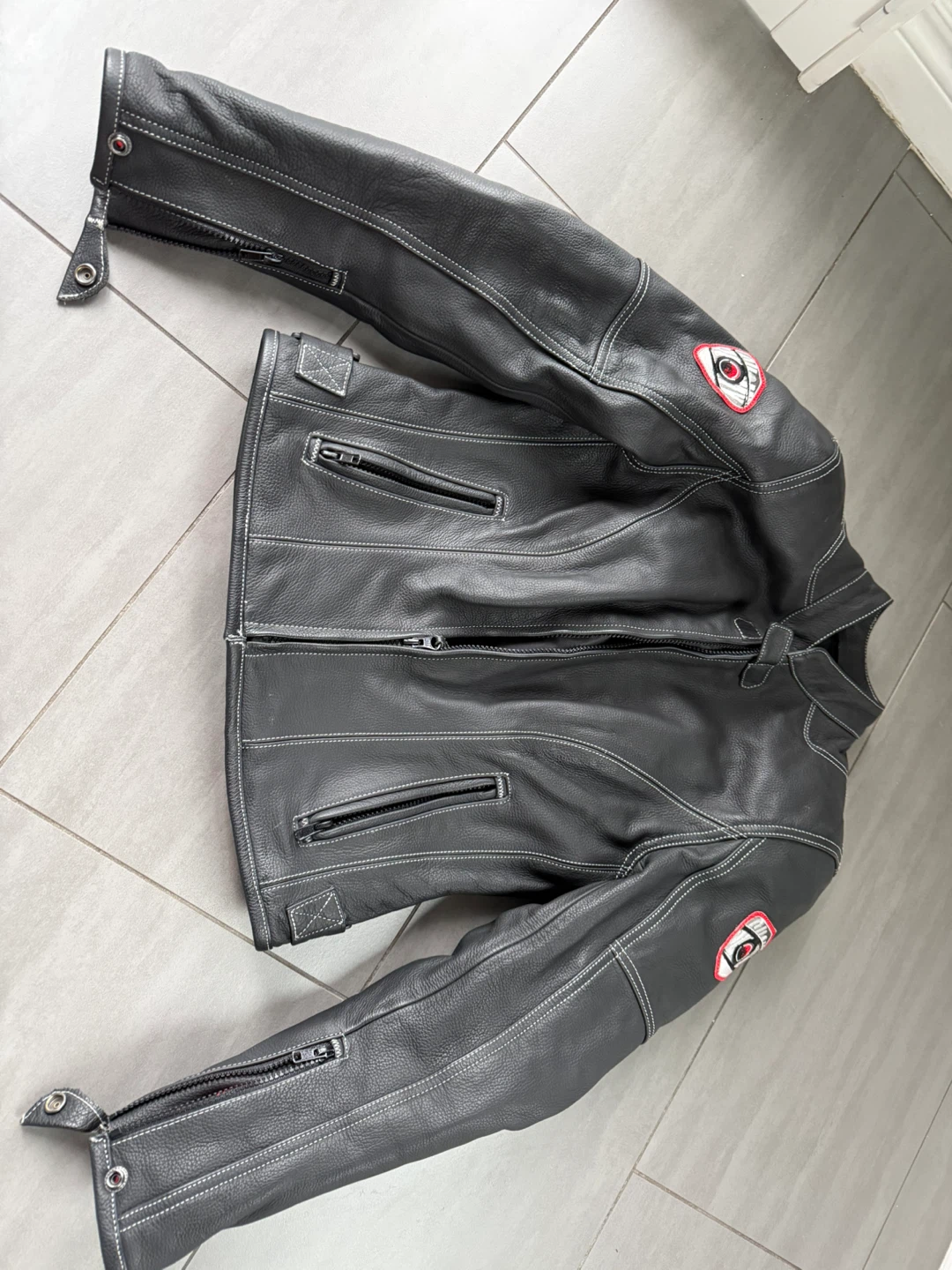 SUOMY Men's Leather Motorcycle Jacket Size M