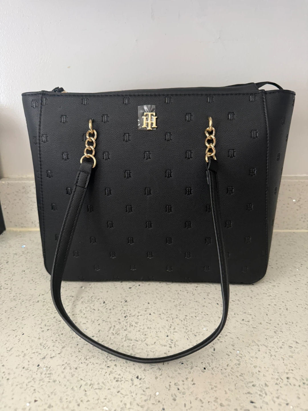 Tommy Hilfiger Black Monogram Tote Bag