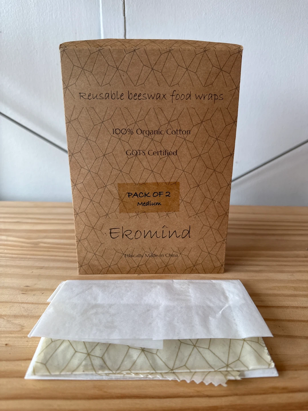 Ekomind Reusable Beeswax Food Wraps - Medium, Pack of 2