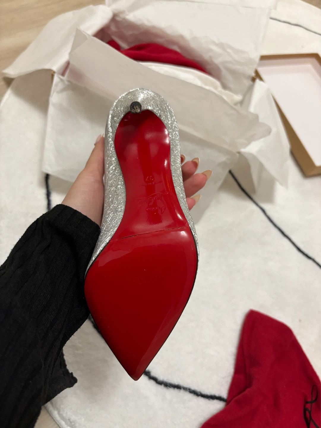 Christian Louboutin Hot Chick 100 Specchio Glitter Heels Size 37 - photo 4