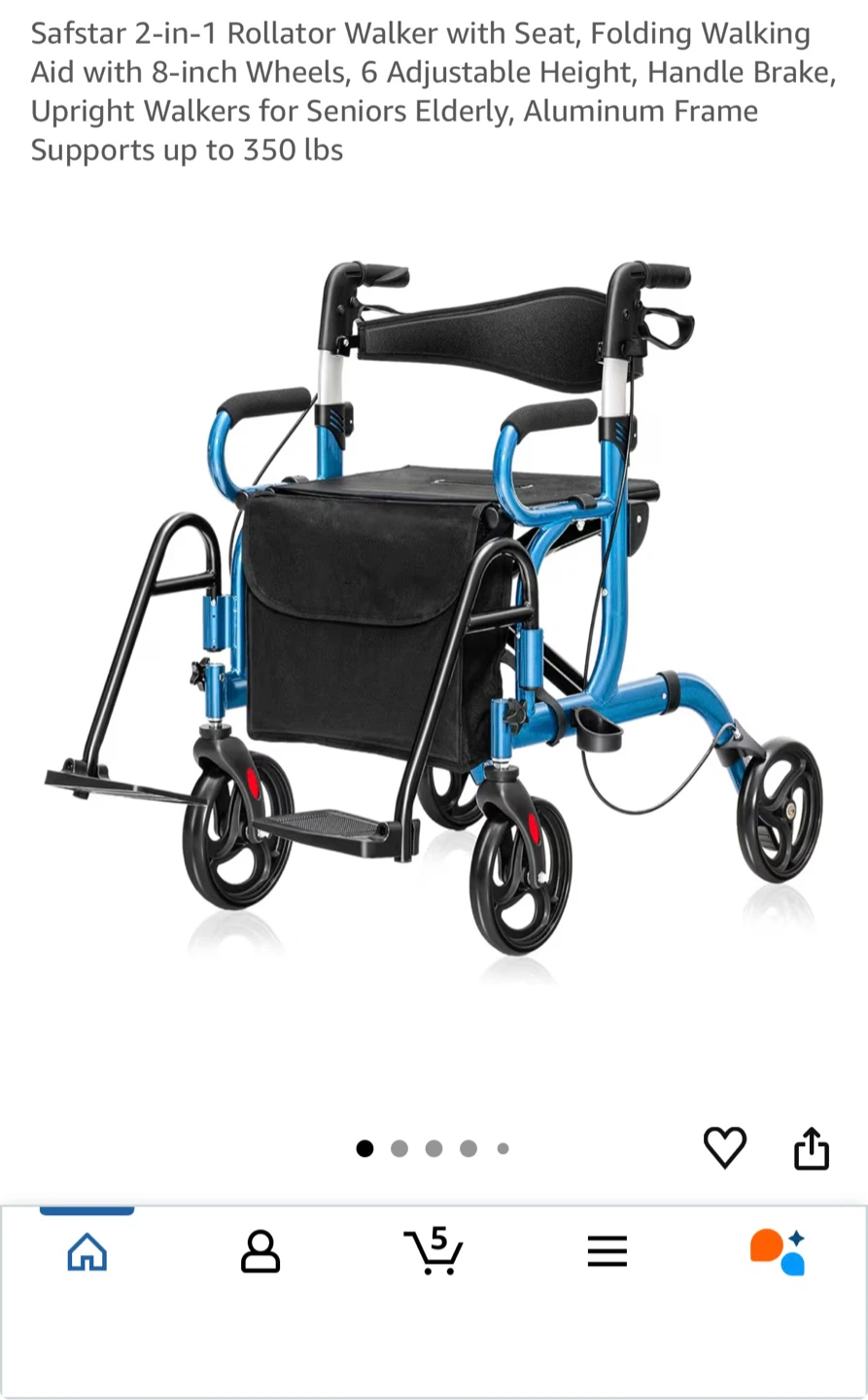 2-in-1 Rollator Walker with Seat