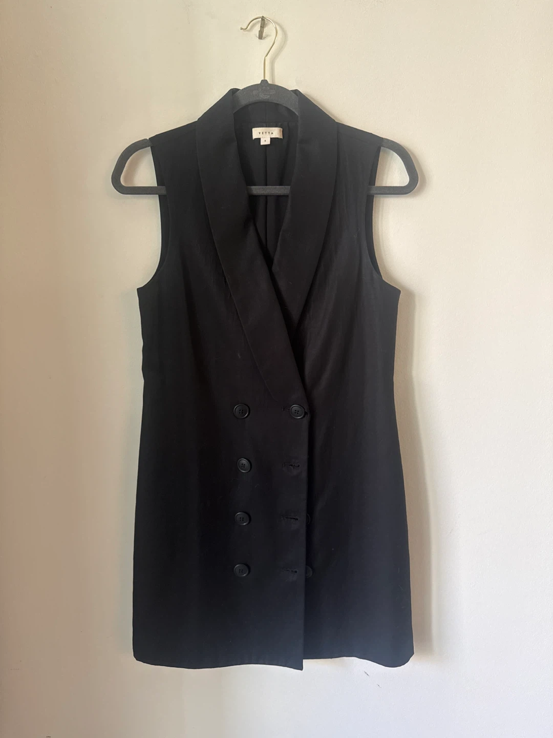 VETTA Black Sleeveless Double-Breasted Blazer Dress - Size S