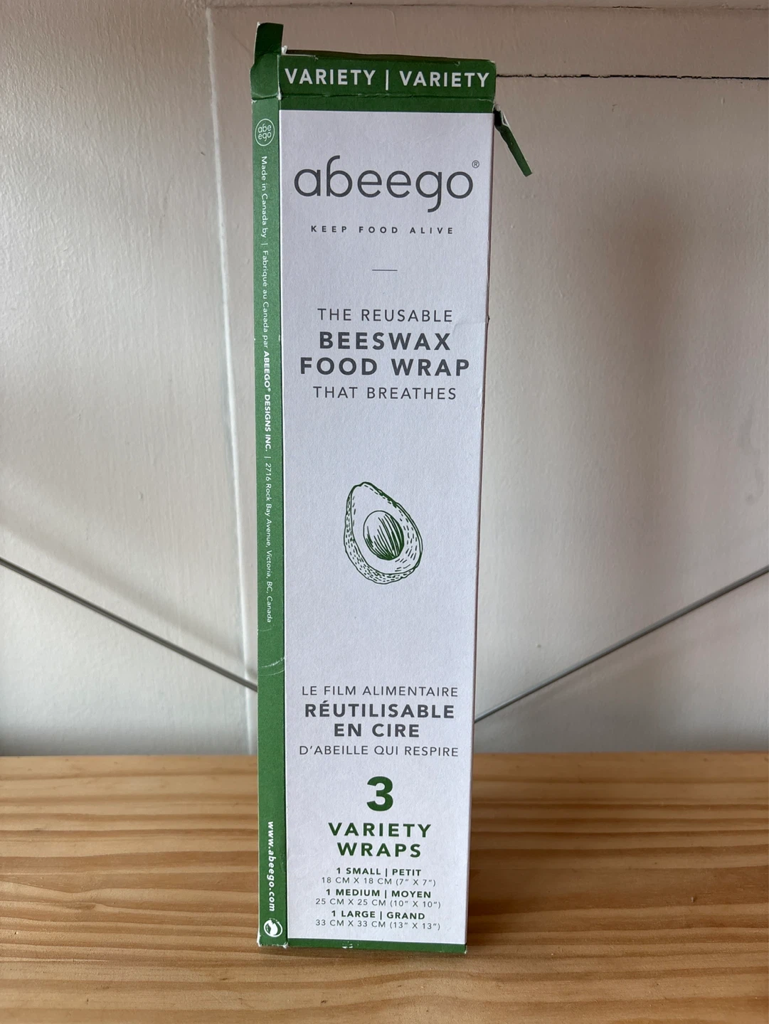 Abeego Reusable Beeswax Food Wrap Variety Pack - 3 Wraps