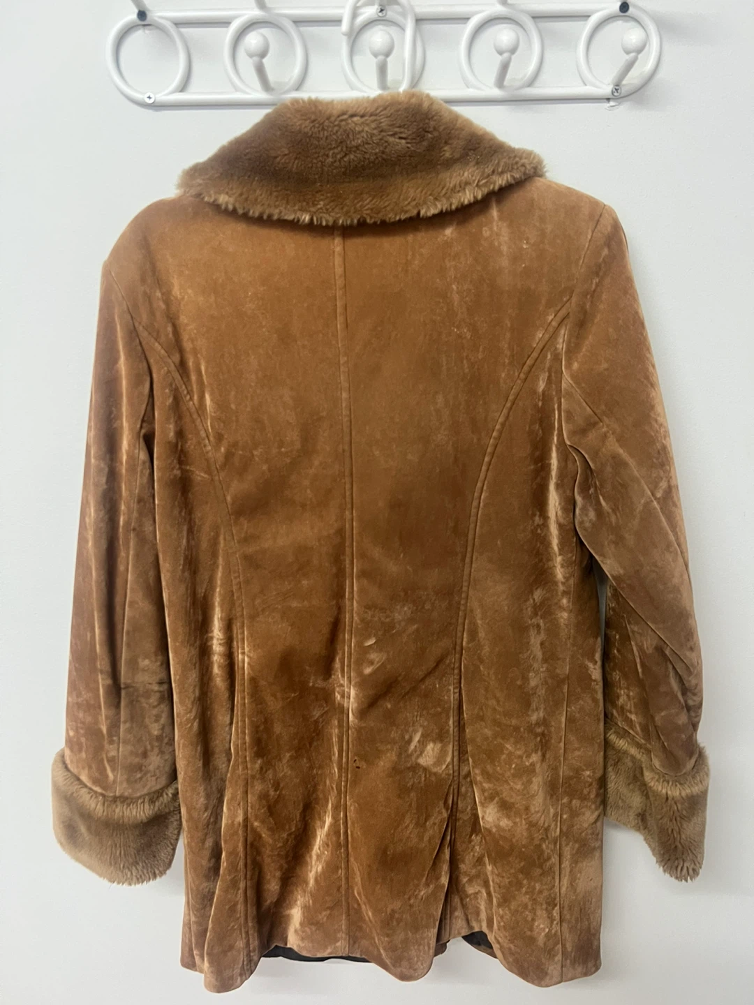 Brown Faux Suede Fur Trimmed Coat - photo 3