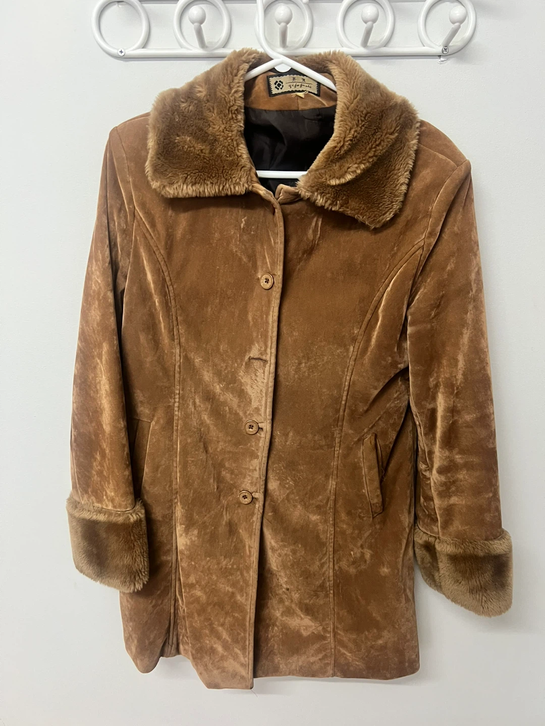 Brown Faux Suede Fur Trimmed Coat - photo 2