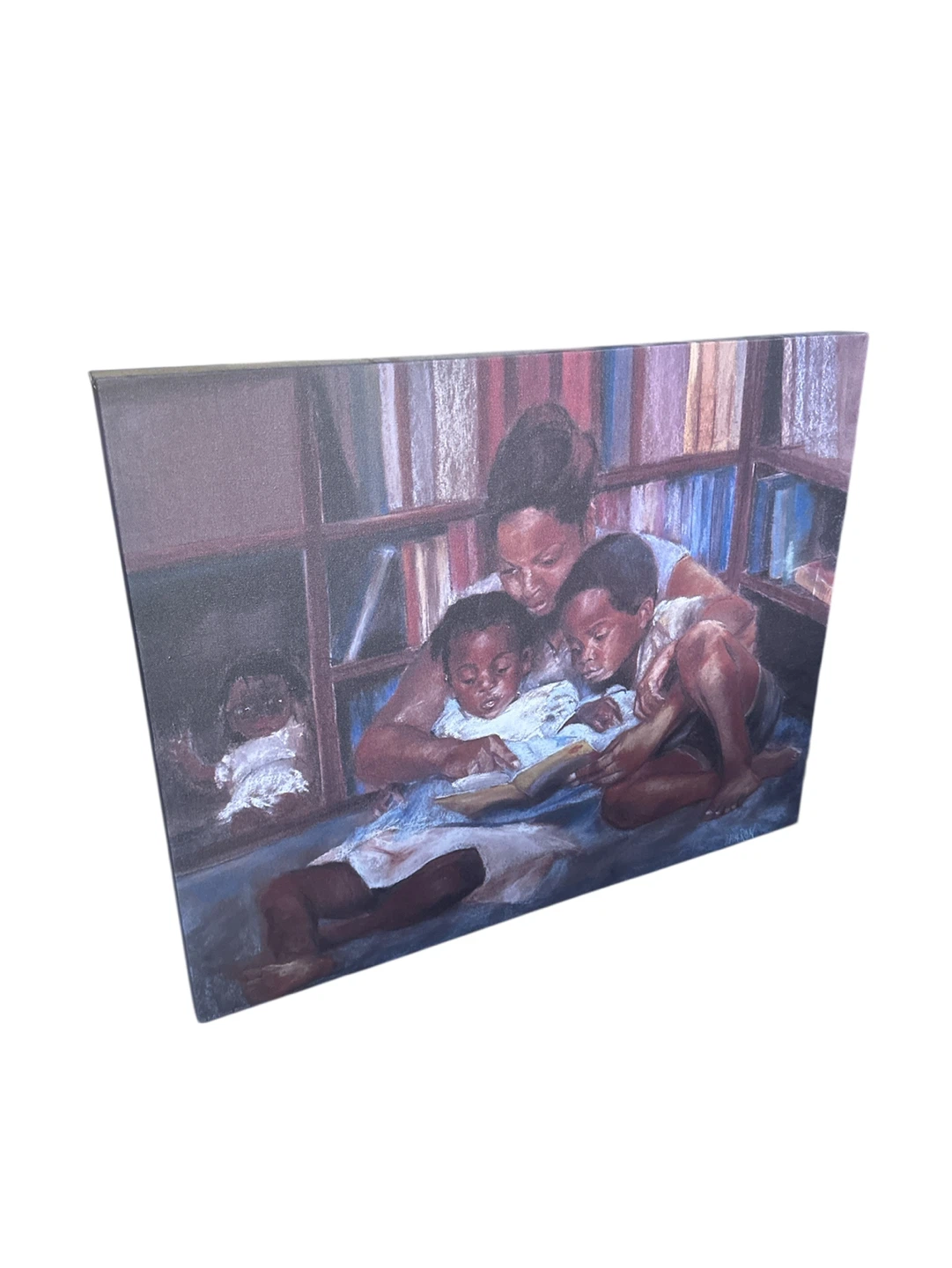 Oil Painting of Mother Reading to Children - photo 2