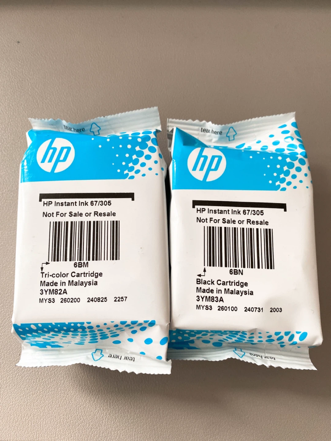 HP Instant Ink 67/305 Tri-color and Black Cartridges