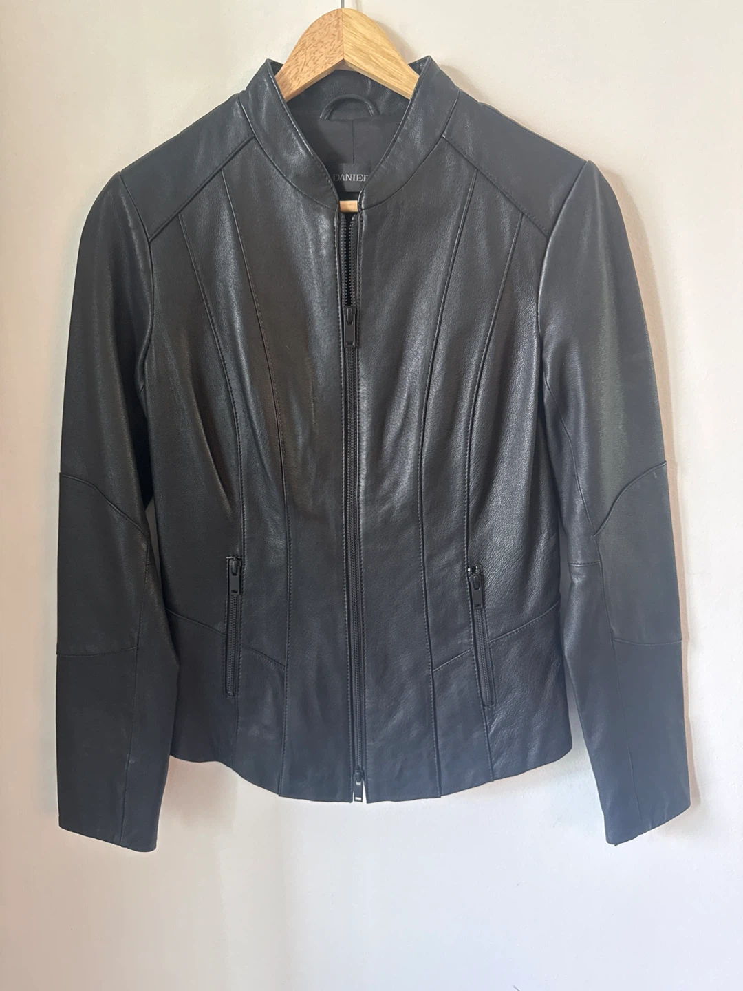 Danier Black Leather Jacket - 2XS