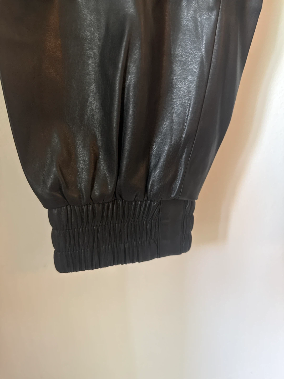 Black Faux Leather Cargo Joggers - photo 5
