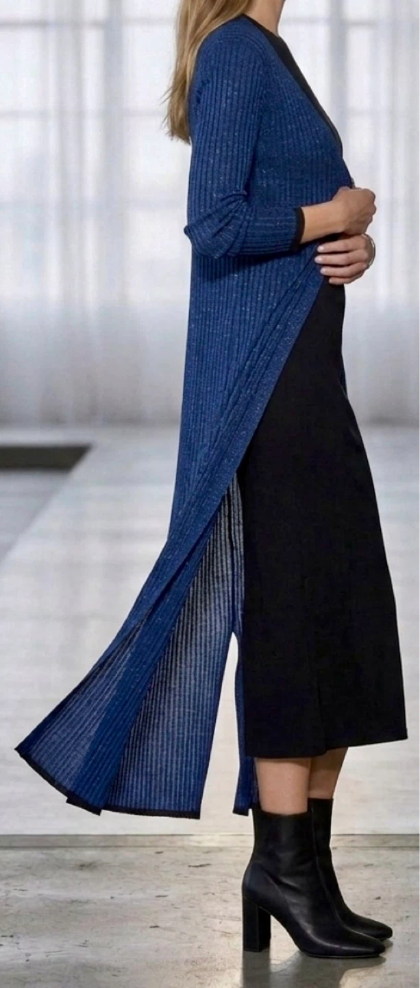 Blue Ribbed Duster Cardigan - photo 3
