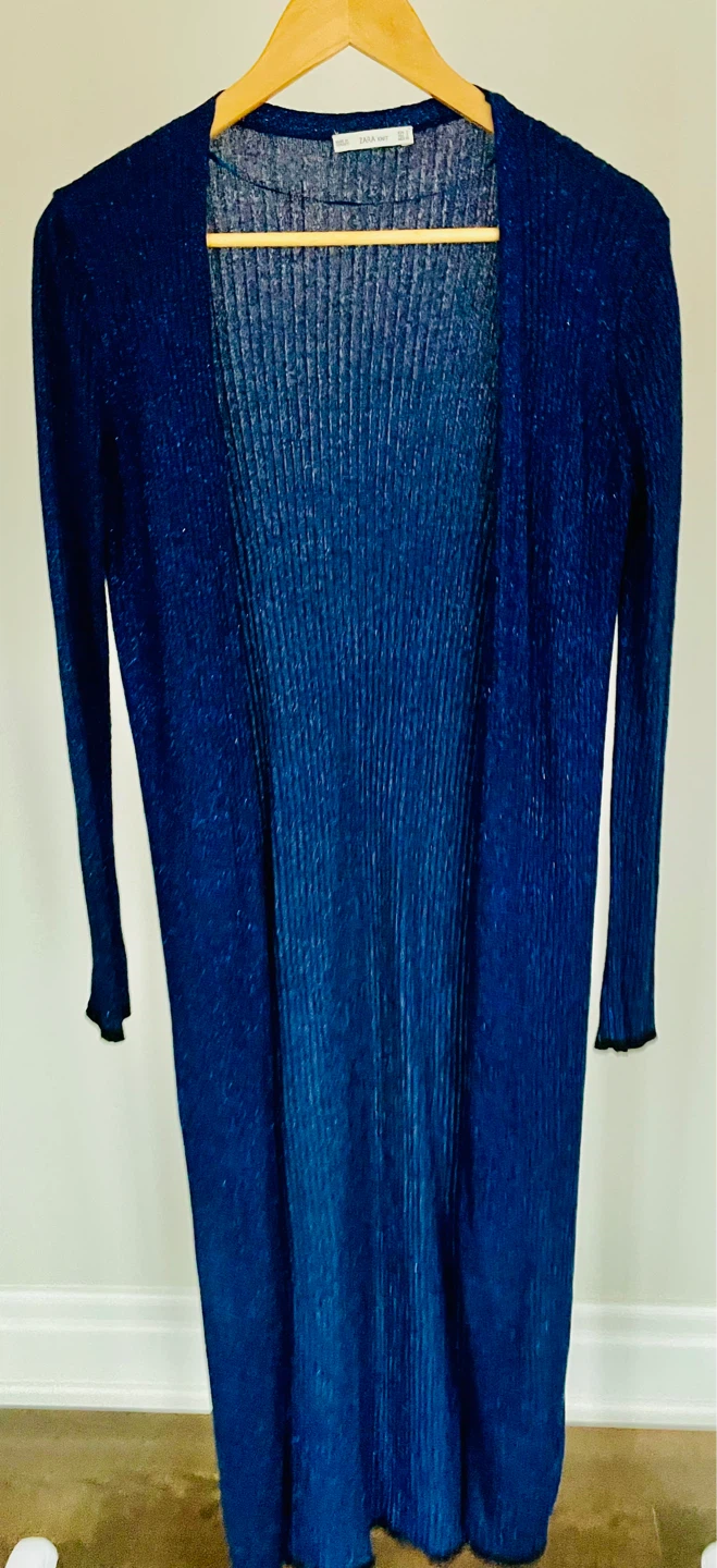 Blue Ribbed Duster Cardigan - photo 4