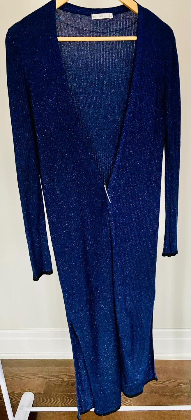 Blue Ribbed Duster Cardigan - photo 5