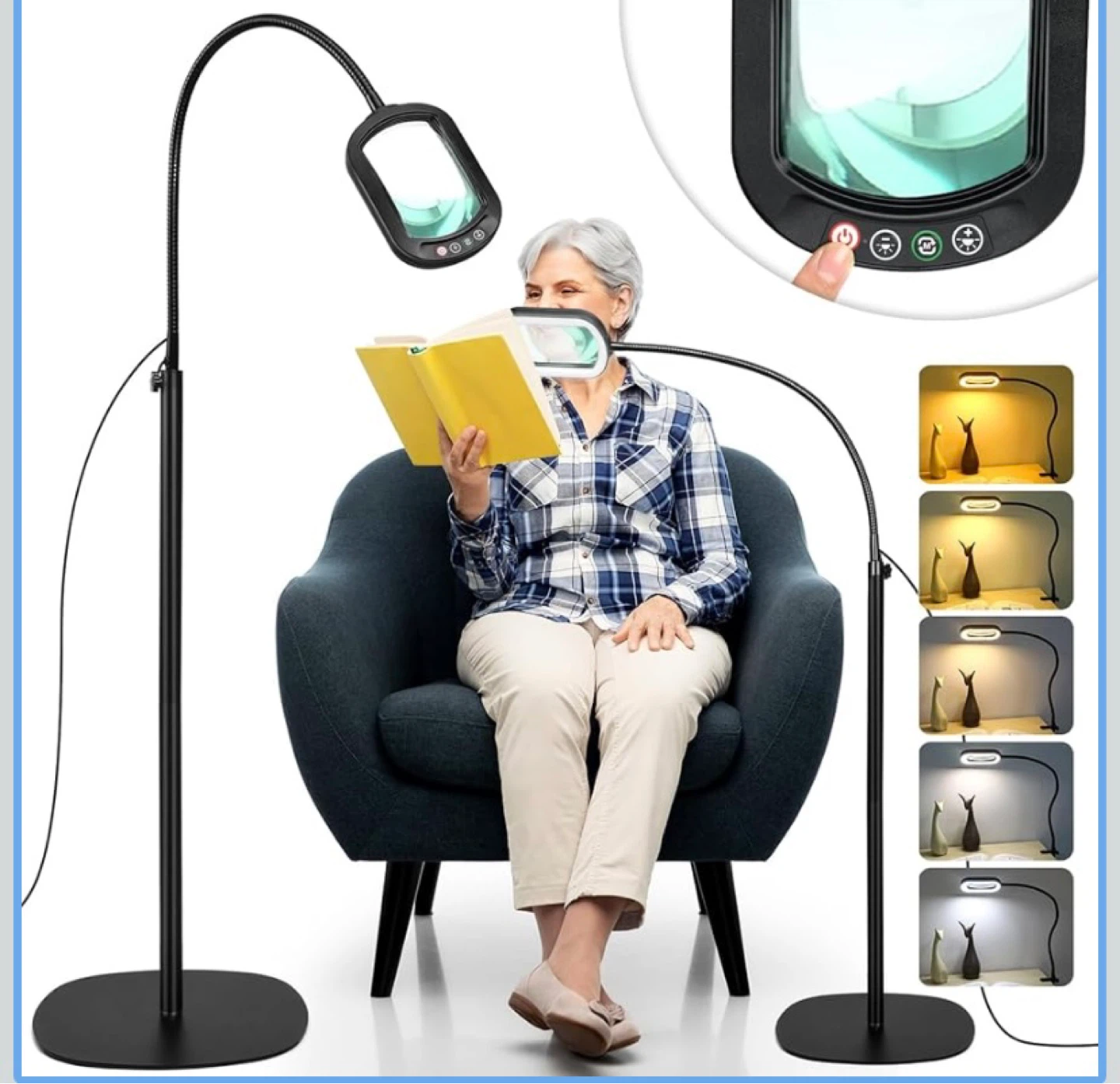 New 10X Rectangular Magnifying Glass with Light and Stand