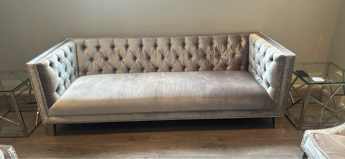 Velvet Accent Chair with Stud Detail - photo 2