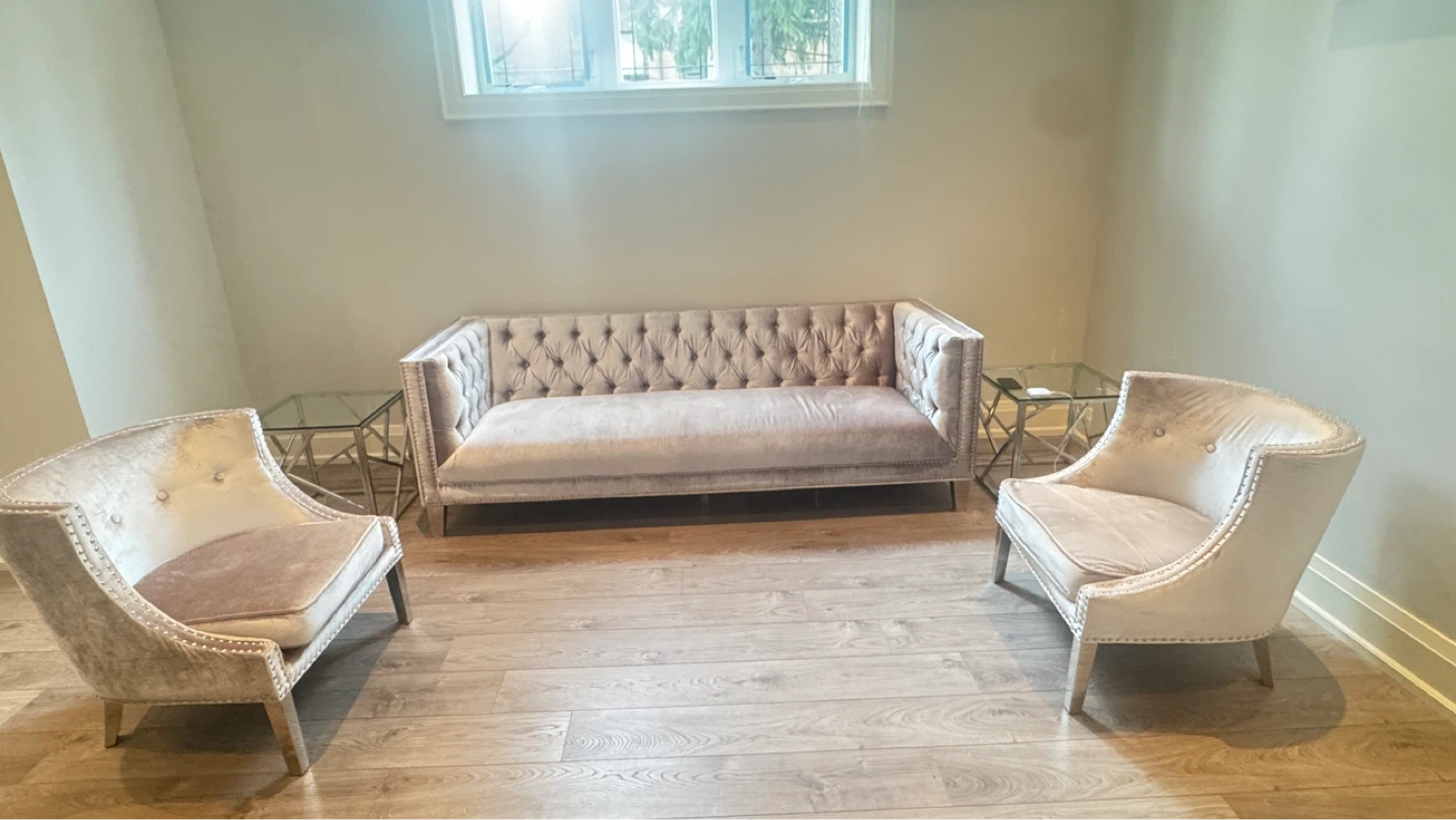 Velvet Accent Chair with Stud Detail
