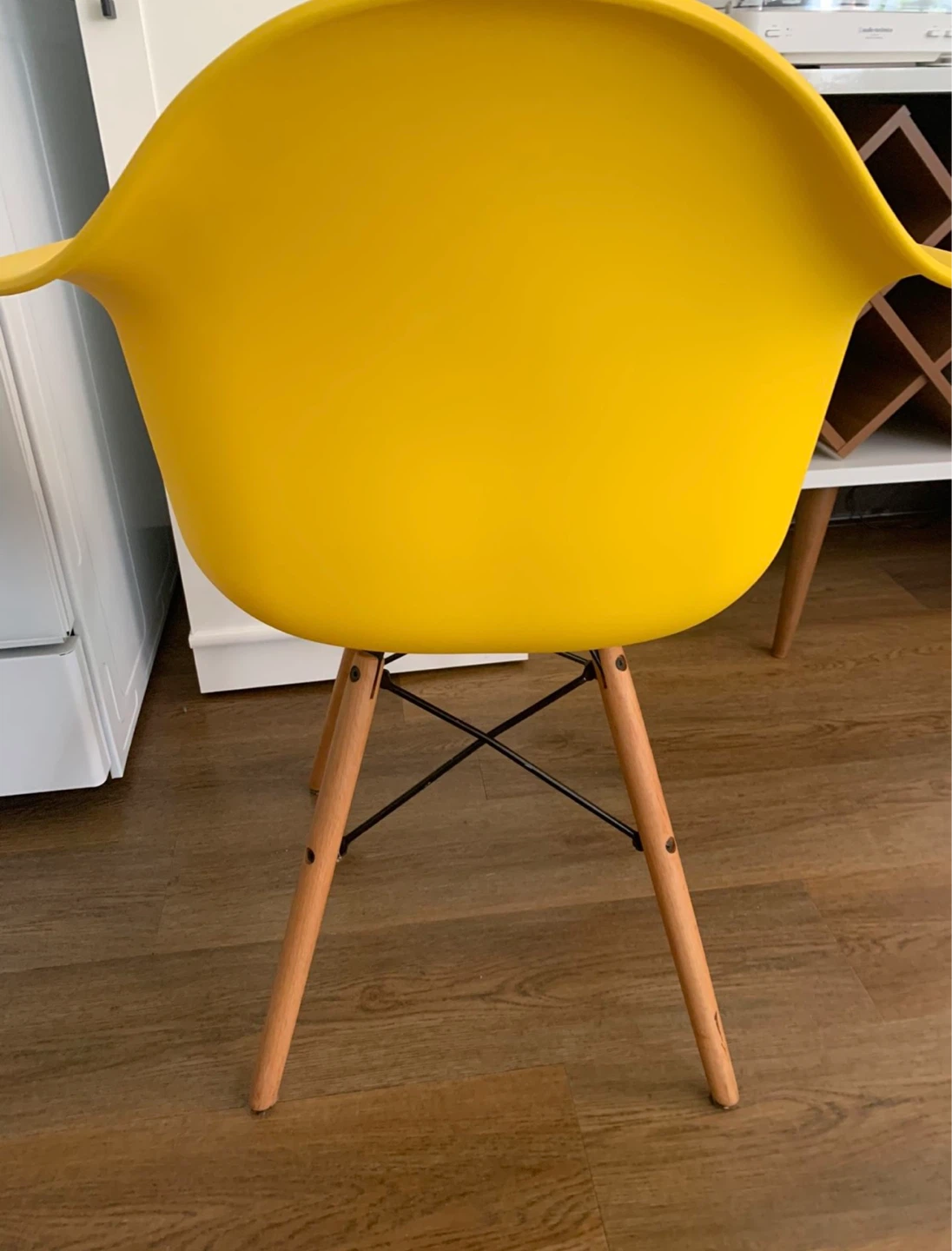 Yellow Accent Chair with Wooden Legs - photo 3