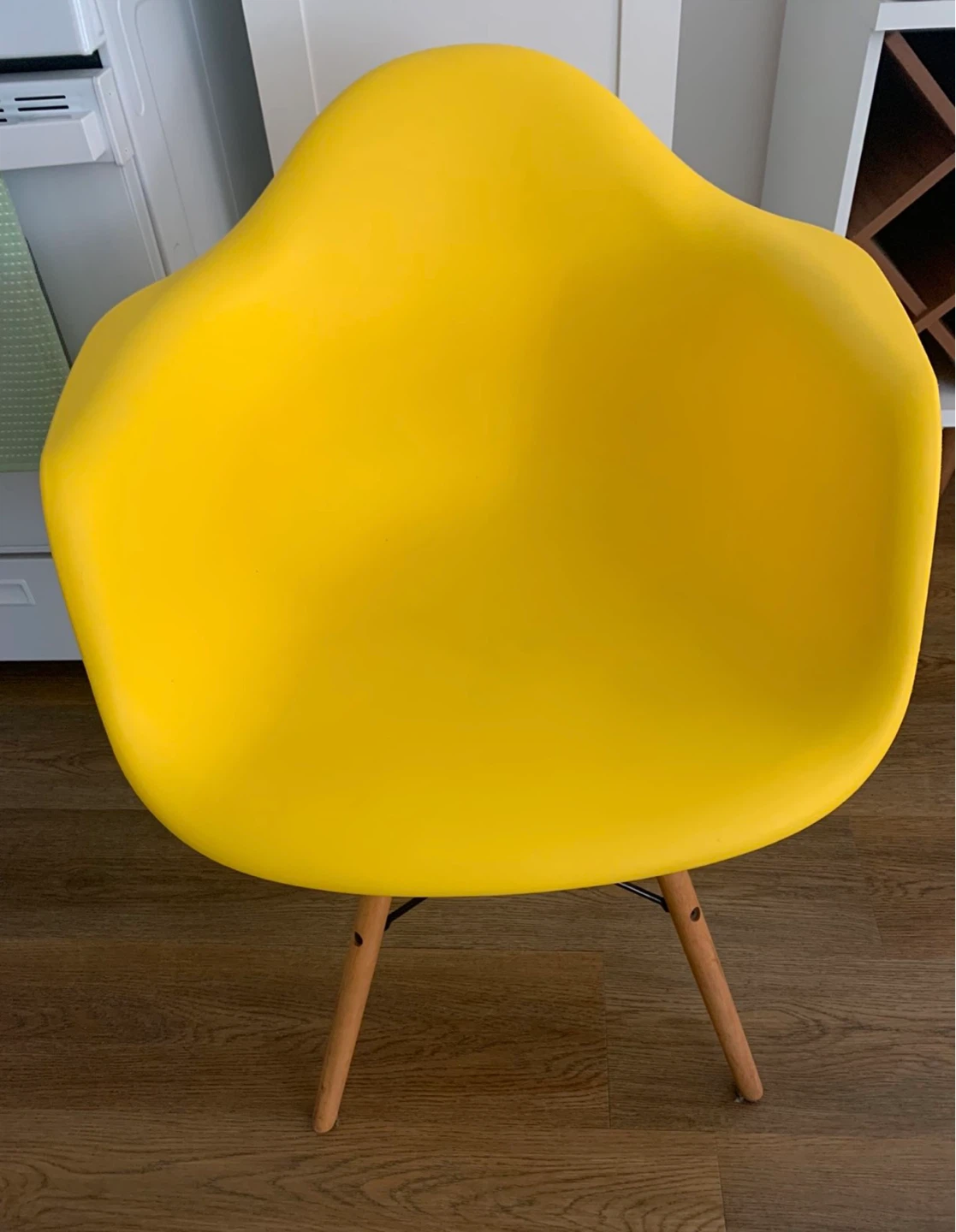 Yellow Accent Chair with Wooden Legs - photo 2