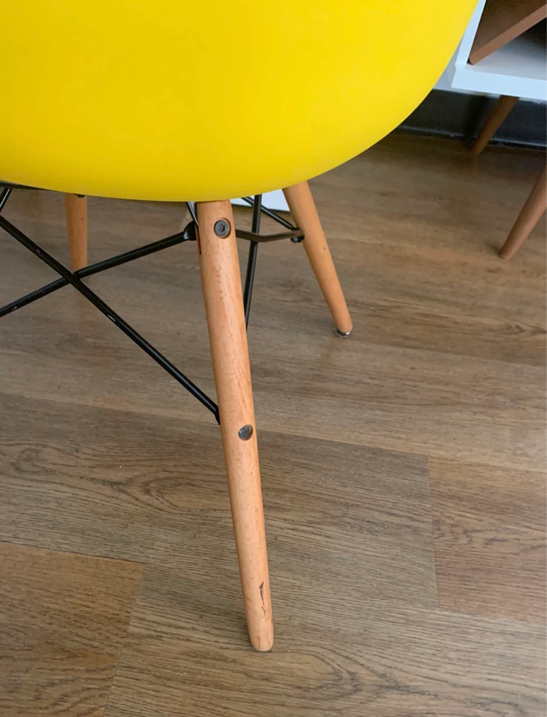 Yellow Accent Chair with Wooden Legs - photo 4