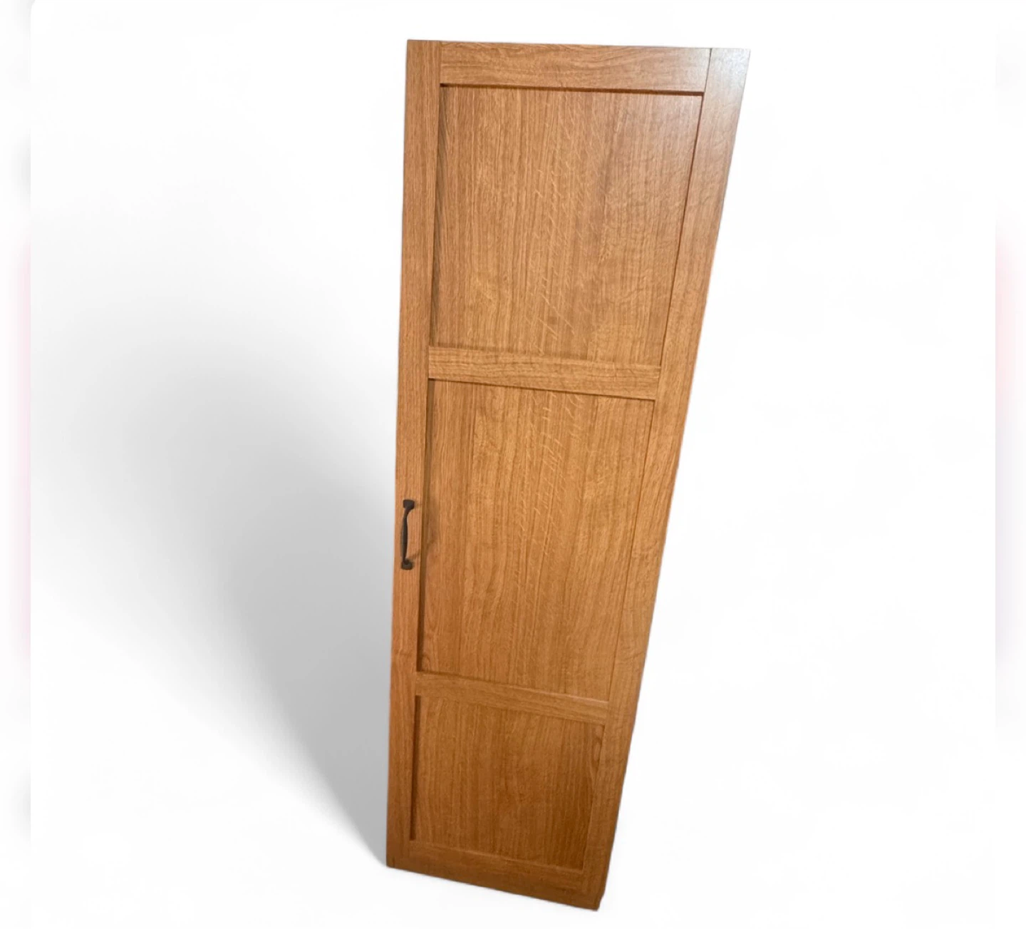 Tall Oak Wood Cabinet with Shelves