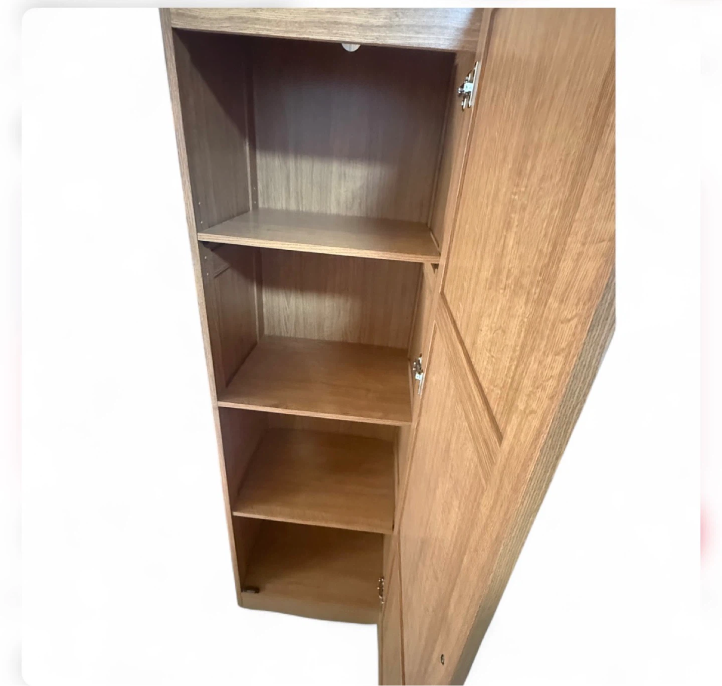 Tall Oak Wood Cabinet with Shelves - photo 2
