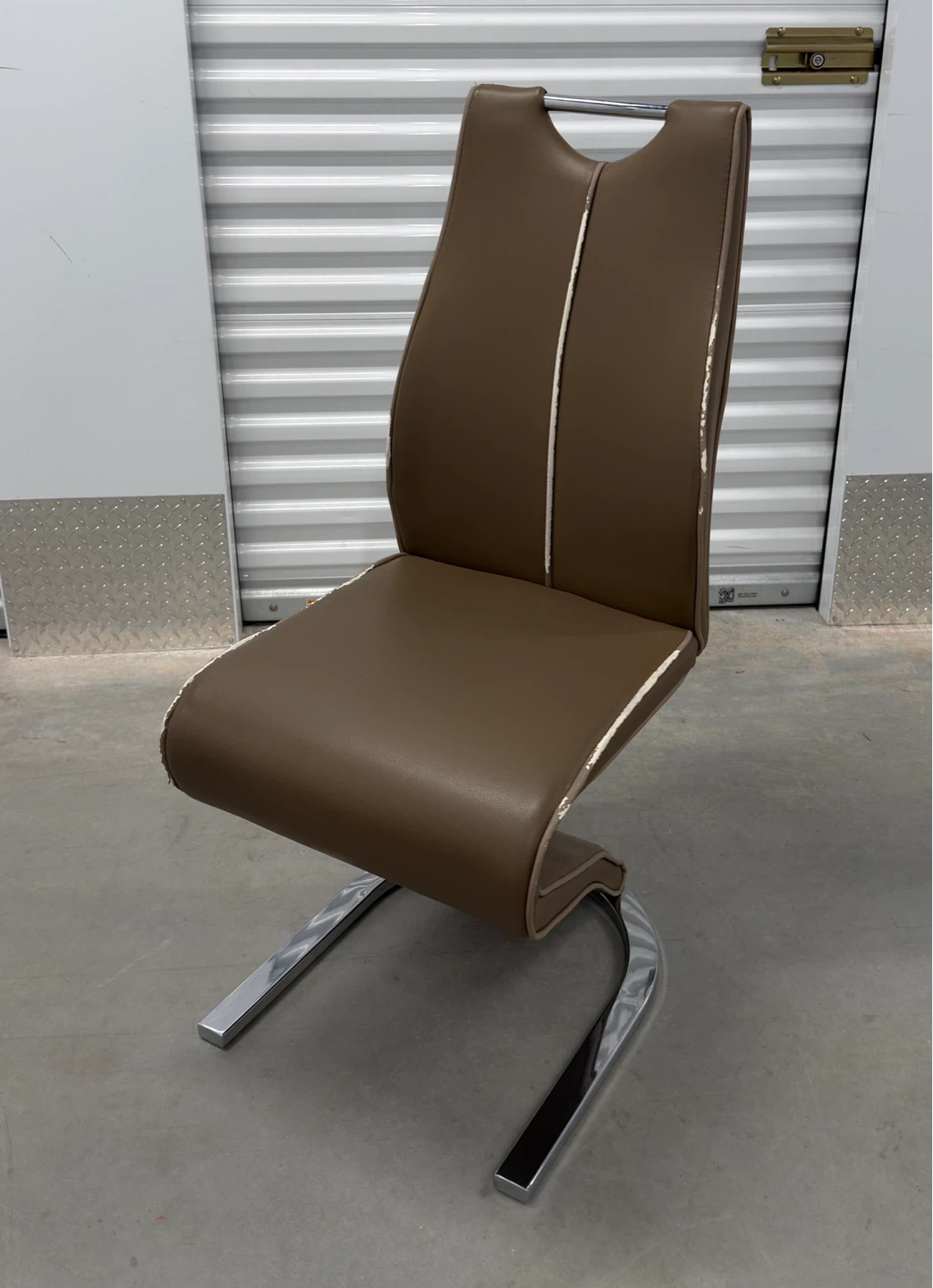 Modern Brown Dining Chair w/ Chrome Base