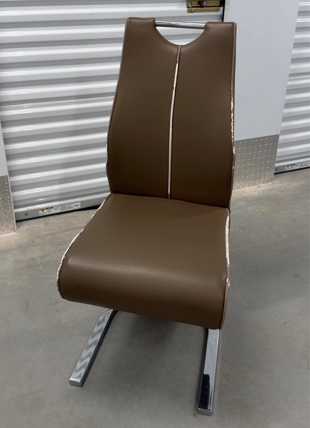 Modern Brown Dining Chair w/ Chrome Base - photo 3