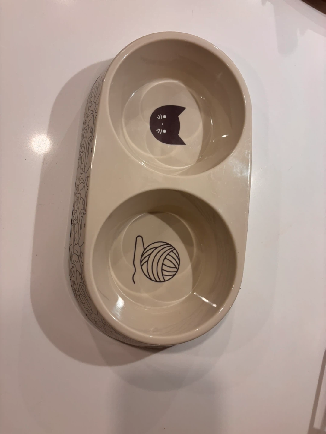 Double Pet Bowl with Cat Design