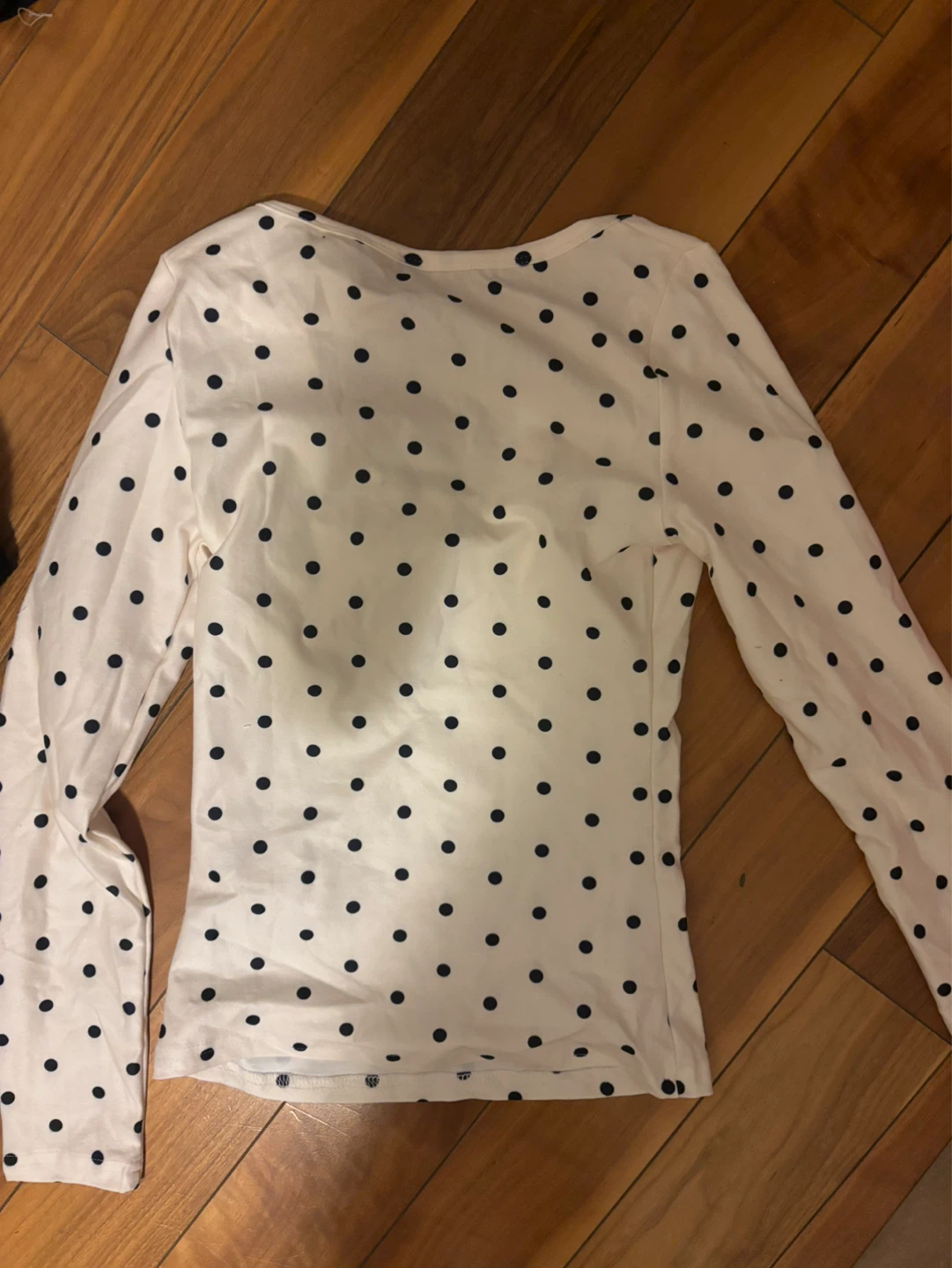 Long Sleeve Polka Dot Top - Cream/Black - photo 3