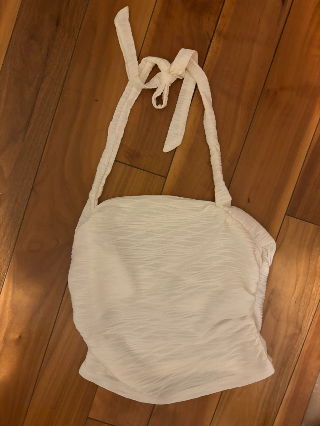 White Textured Halter Top - photo 2