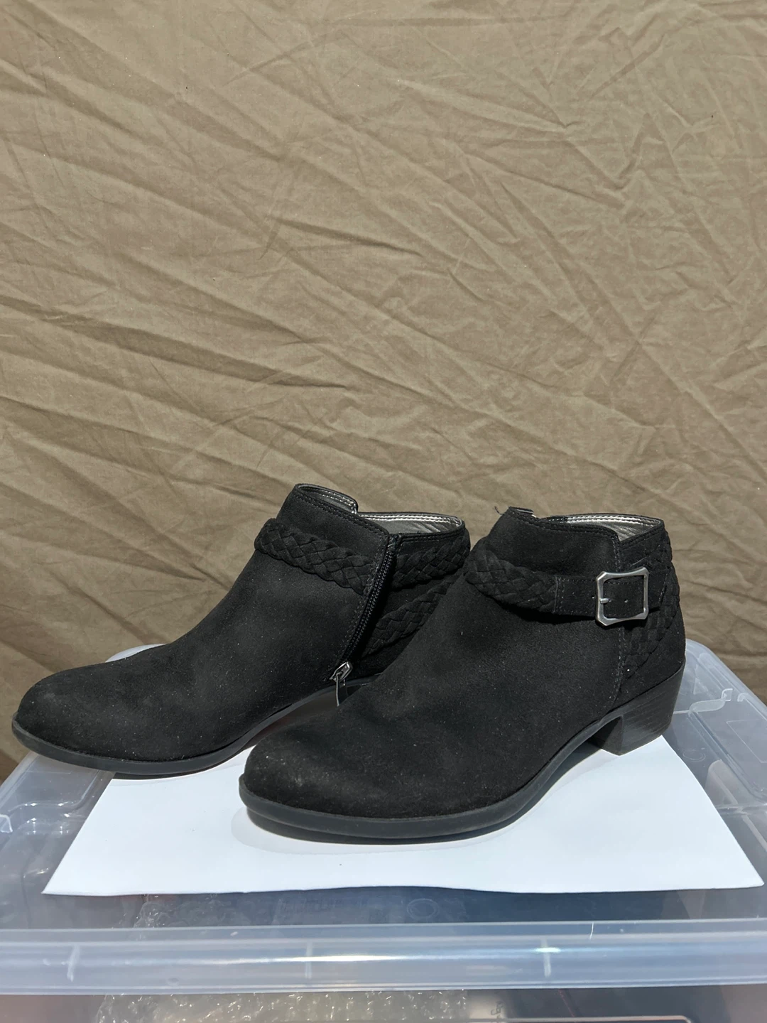 W Black Ankle Boots with Braided Detail - 7