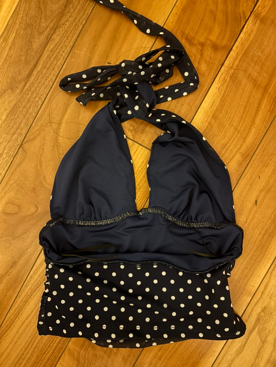 Navy polka dot halter tank top - photo 3
